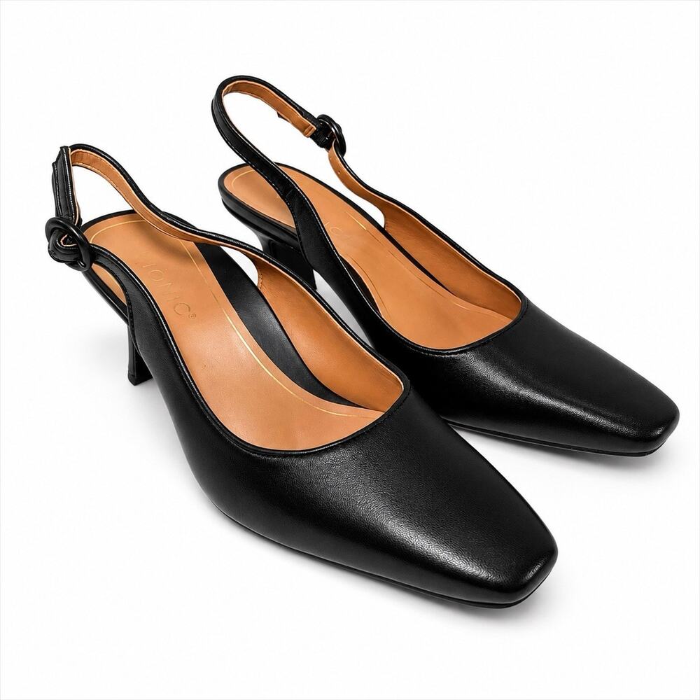Vionic Perris Heels Size 8.5 Black Slingback Leather Pump Minimalist Corporate
